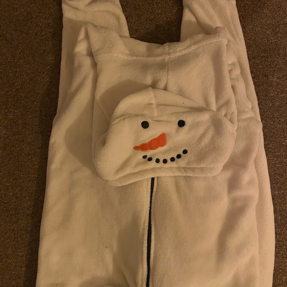White Snowman Costume with Orange and Black Details
